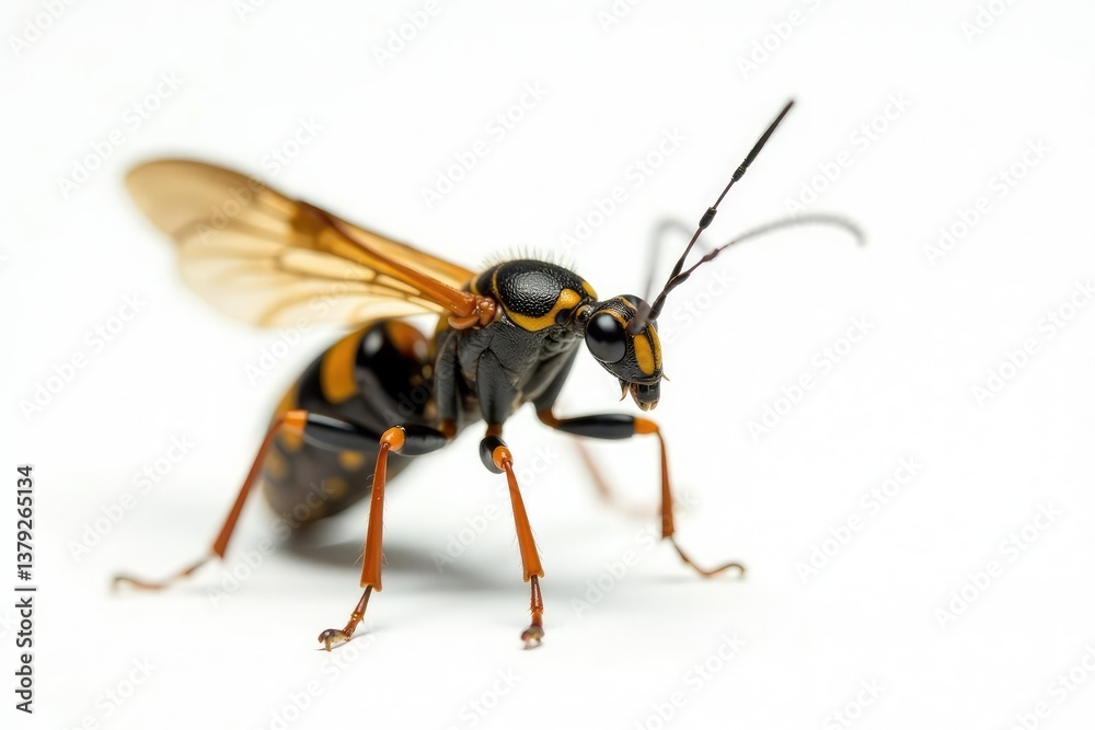 Close-up of single insect on pure white background, color, small Close-up of single insect on pure white background, color, small