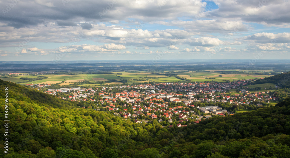 Naklejka premium Vue aérienne d’un village campagnard
