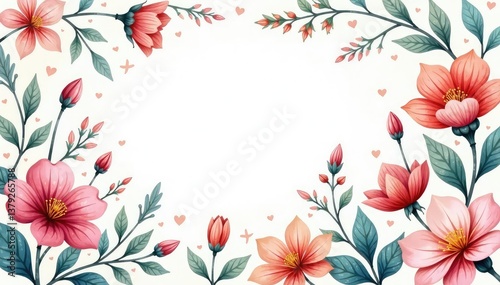 Delicate watercolor paisley and floral design, pastel shades, illustration, background, branch