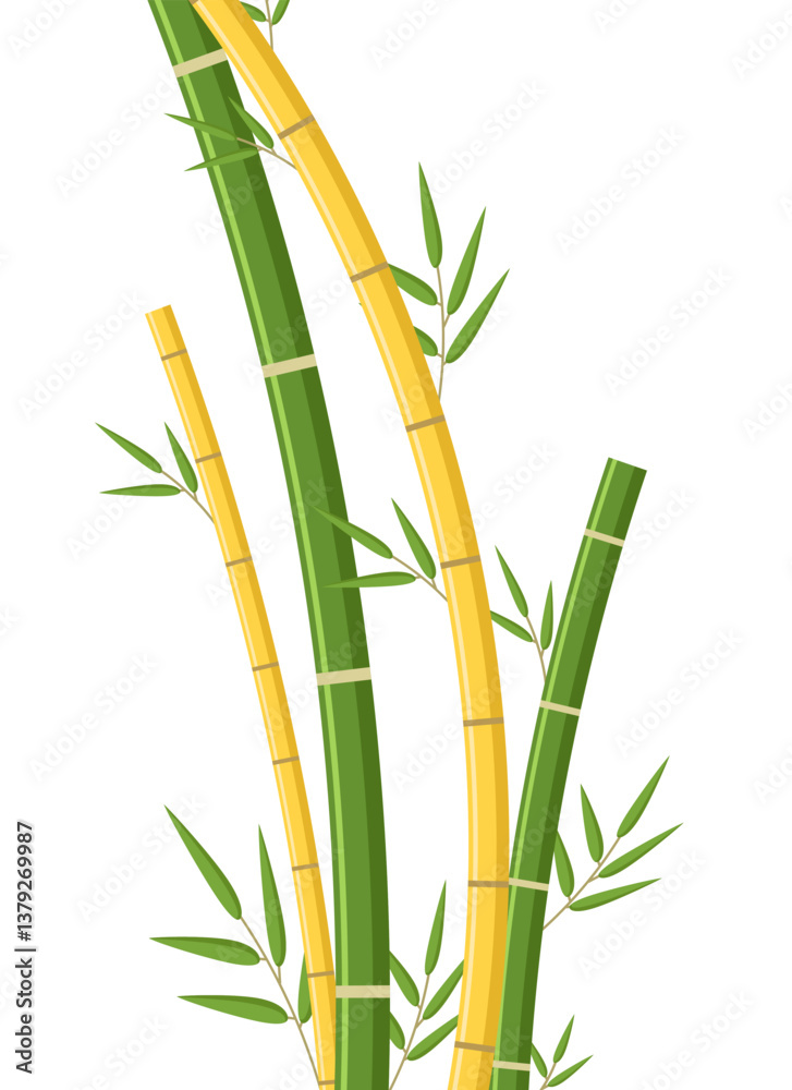 Fototapeta premium Bamboo green and yellow decoration zen nature illustration