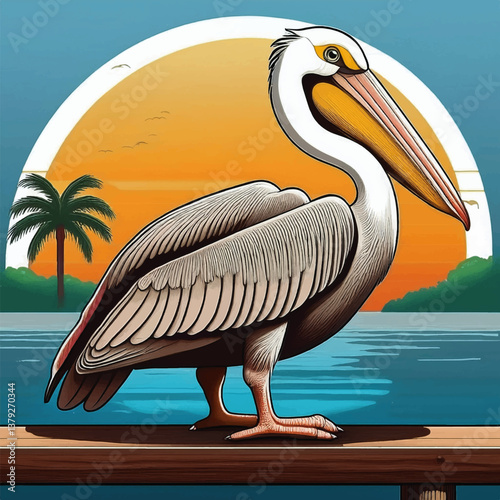 pelican on pier