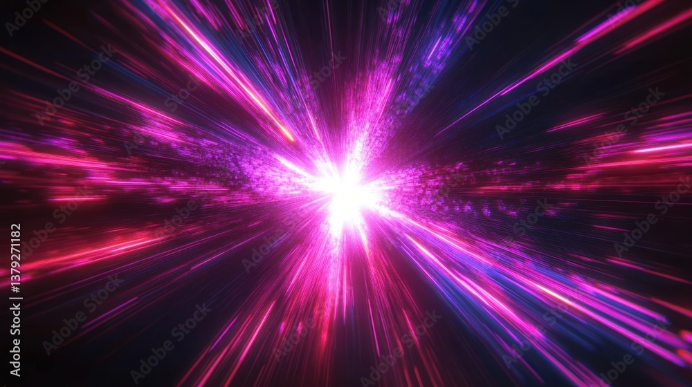 Neon Abstract Art with Vibrant Pink and Purple Light Beams and Sparkles Neon Abstract Art with Vibrant Pink and Purple Light Beams and Sparkles