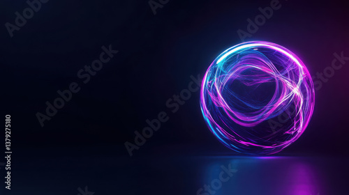 Futuristic neon energy sphere design with vibrant light patterns