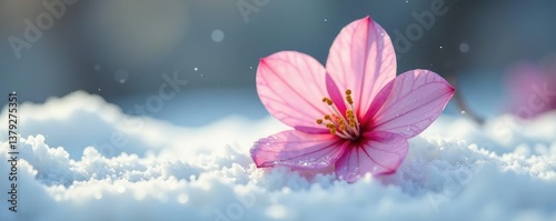 Exquisite flower with delicate texture on a snowy white surface, floral, blossom