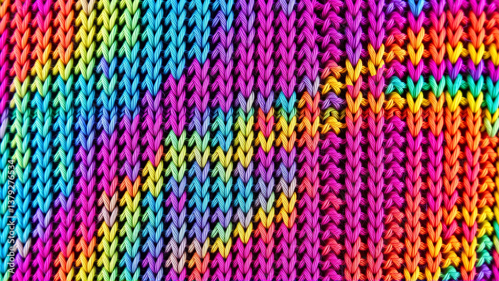 Obraz premium Texture of bright colored wool knitted fabric