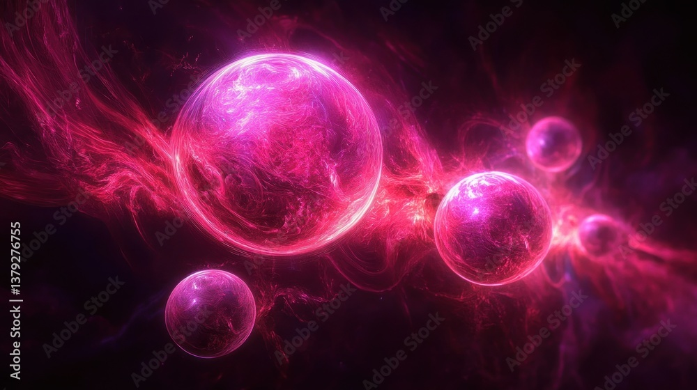 Abstract glowing pink orbs swirling energy patterns cosmic background futuristic digital art Abstract glowing pink orbs swirling energy patterns cosmic background futuristic digital art