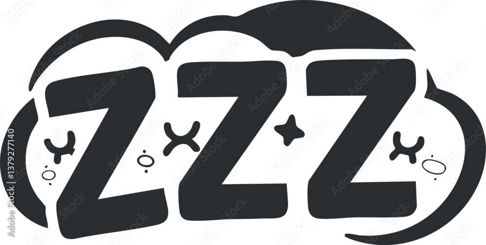 Illustration of 'ZZZ' symbol within a cloud, representing sleep and relaxation.