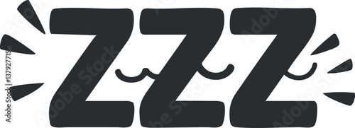 Cartoon-style illustration of 'ZZZ' symbolizing sleep or rest, with decorative elements.