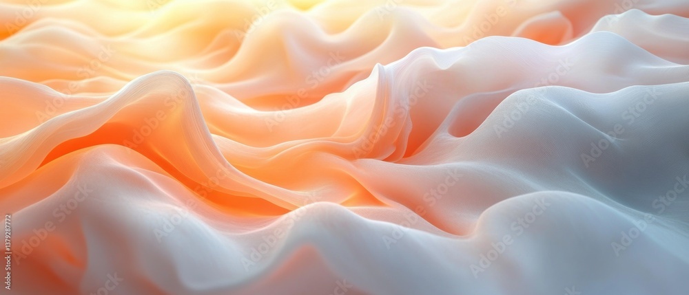 Obraz premium Soft Abstract Gradient Background with Waves in Pastel Peach and White Tones