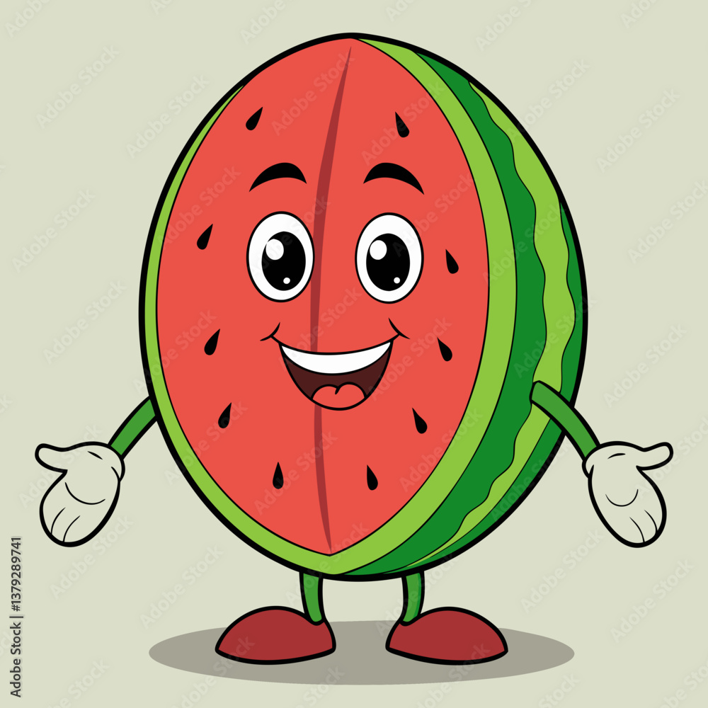 Smiling Watermelon Mascot Cartoon Illustration Smiling Watermelon Mascot Cartoon Illustration