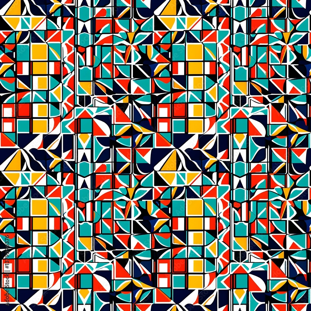 A colorful geometric pattern on a dark blue background. A colorful geometric pattern on a dark blue background.