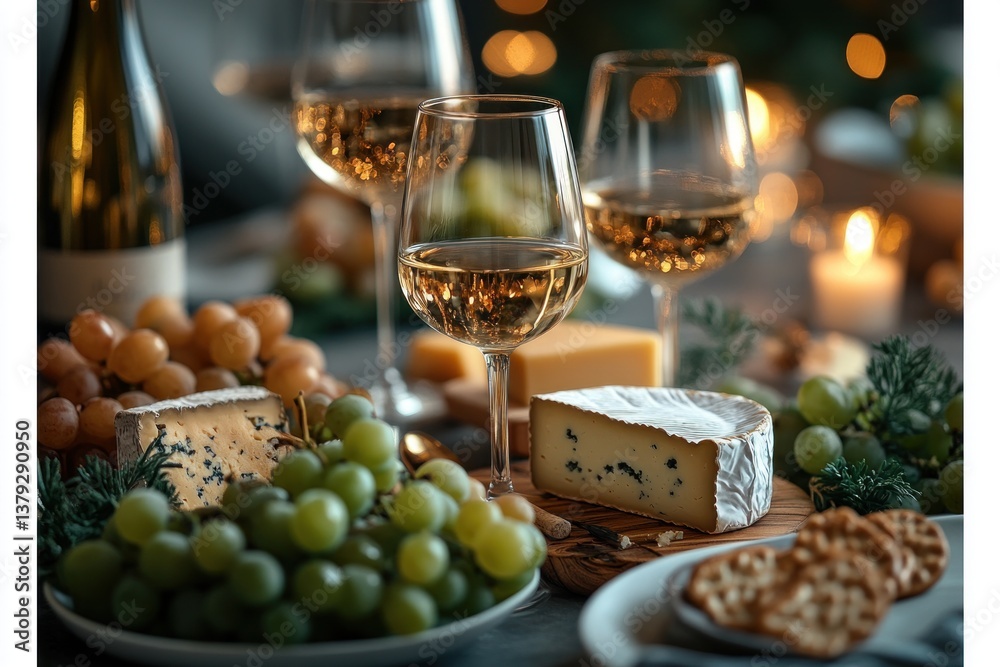 Wine Gathering Friends Celebrating with Artisan Cheese Grapes and Clinking Glasses at Rustic Table Setting Wine Gathering Friends Celebrating with Artisan Cheese Grapes and Clinking Glasses at Rustic Table Setting