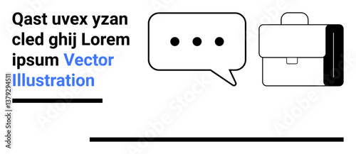 Speech bubble with three dots and professional briefcase illustration. Ideal for communication, networking, professionalism, business strategy, corporate branding, digital marketing, simple landing