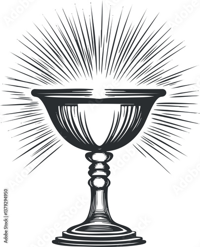 Vintage illustration of a shining chalice or trophy, symbolizing achievement and glory.