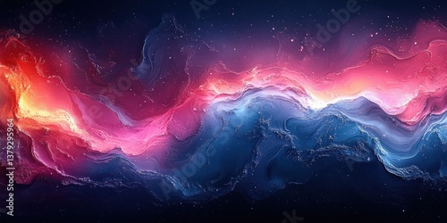 Abstract Iridescent Metallic Waves with Vibrant Blue and Violet Gradients in 3D Liquid Fluid Art