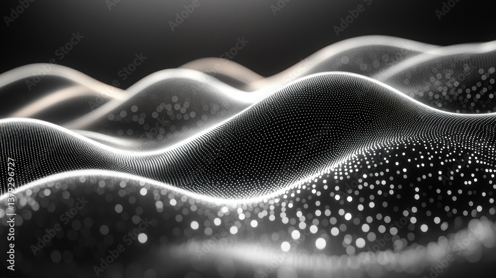 Obraz premium Abstract Monochromatic Dot Texture Wave Background with Ambient Light