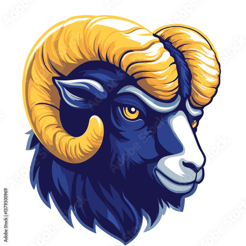 Vector logo of a mighty bighorn ram designed for esports branding