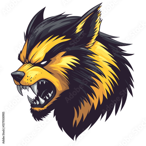 Furious wolverine esports vector logo design showcasing a side view with bold colors and fierce expression
