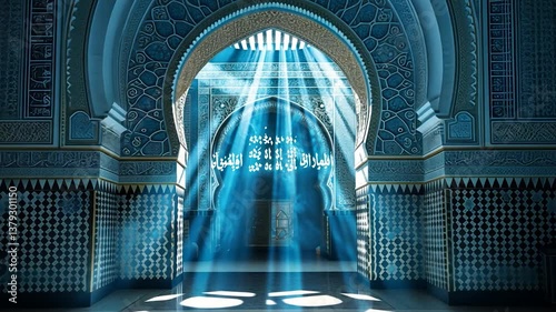 Mystical Blue Mosque Interior: Divine Light