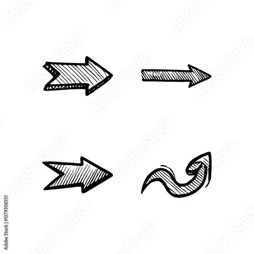 Hand drawn arrow vector icons set