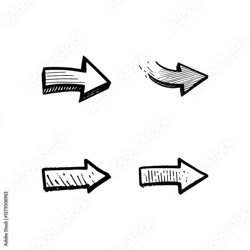 Hand drawn arrow vector icons set