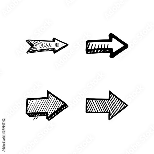 Hand drawn arrow vector icons set