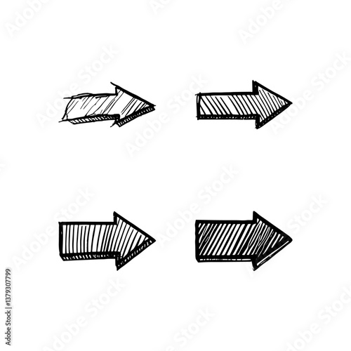 Hand drawn arrow vector icons set