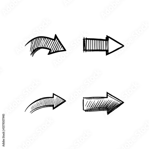 Hand drawn arrow vector icons set