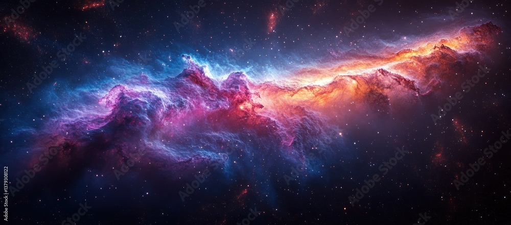 Fototapeta premium Spiral Galaxy in Cosmic Realism with Vibrant Colors in Deep Space