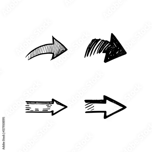 Hand drawn arrow vector icons set