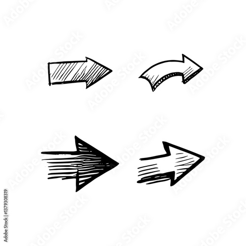 Hand drawn arrow vector icons set
