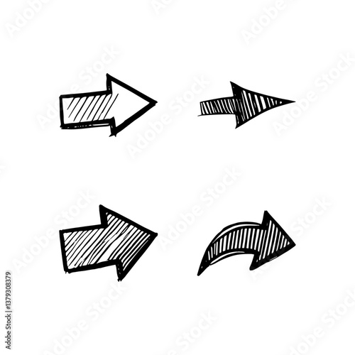 Hand drawn arrow vector icons set