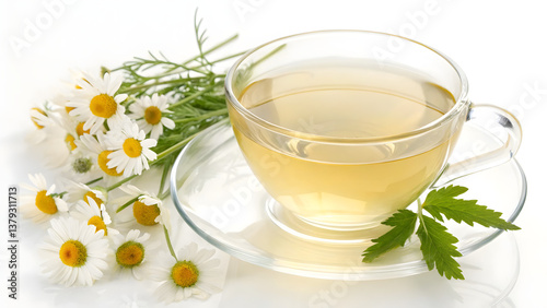 chamomile tea with fresh chamomile flowers