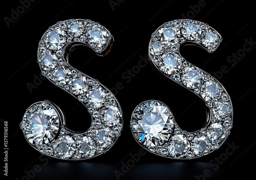 Wallpaper Mural luxurious diamond letter S typography sparkling gemstones high resolution graphic resource Torontodigital.ca