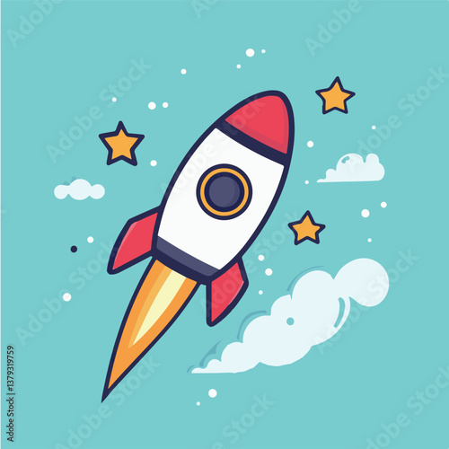 cartoon rocket in space