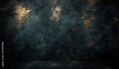 Dark Halloween Background Concept Creepy Dusty Black Wall with Grunge Horror Texture for October