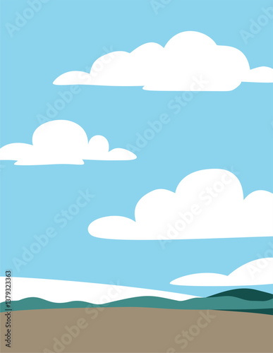 blue sky with clouds and sun
