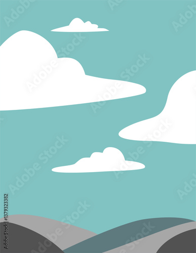 landscape with mountains and clouds