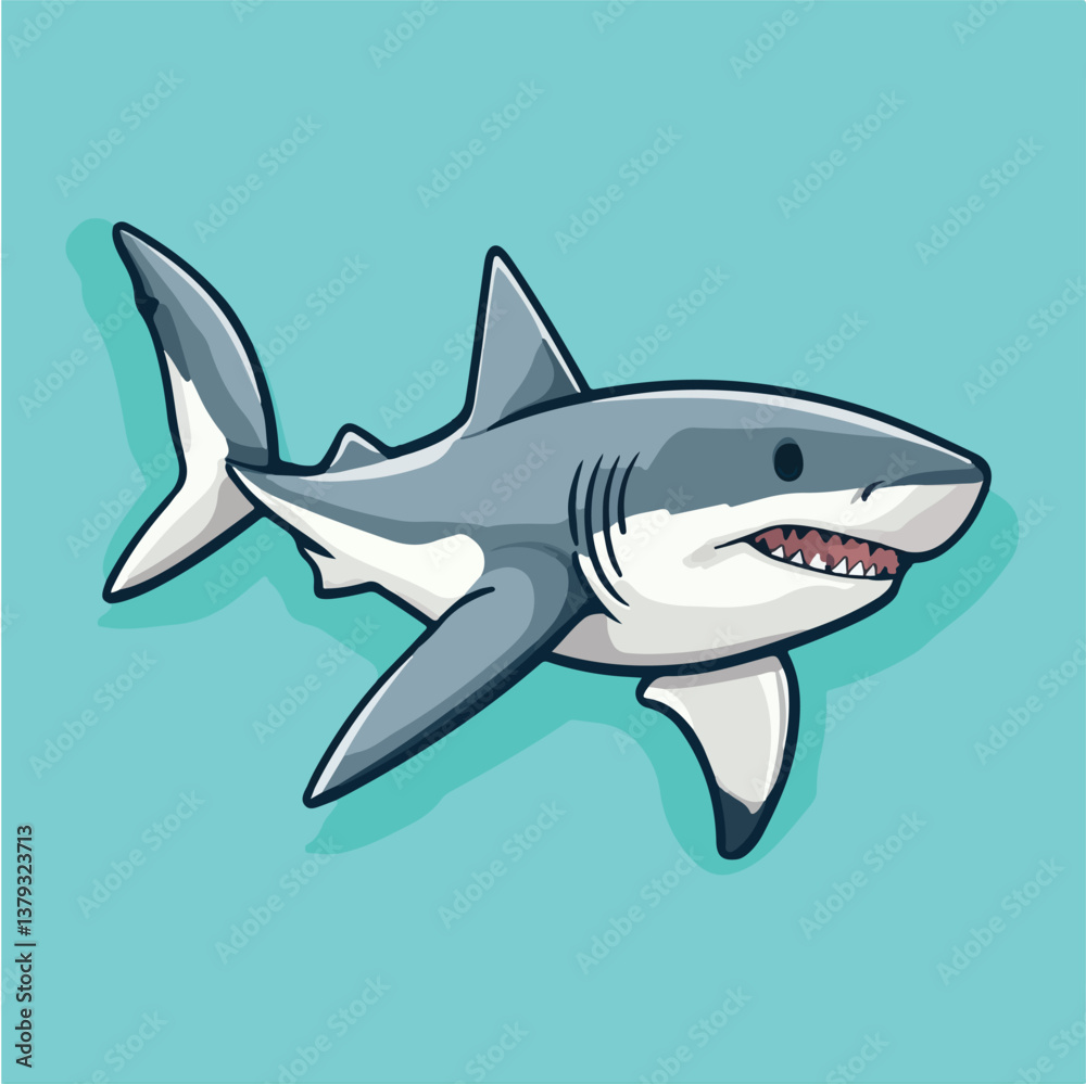 Fototapeta premium shark cartoon isolated on white