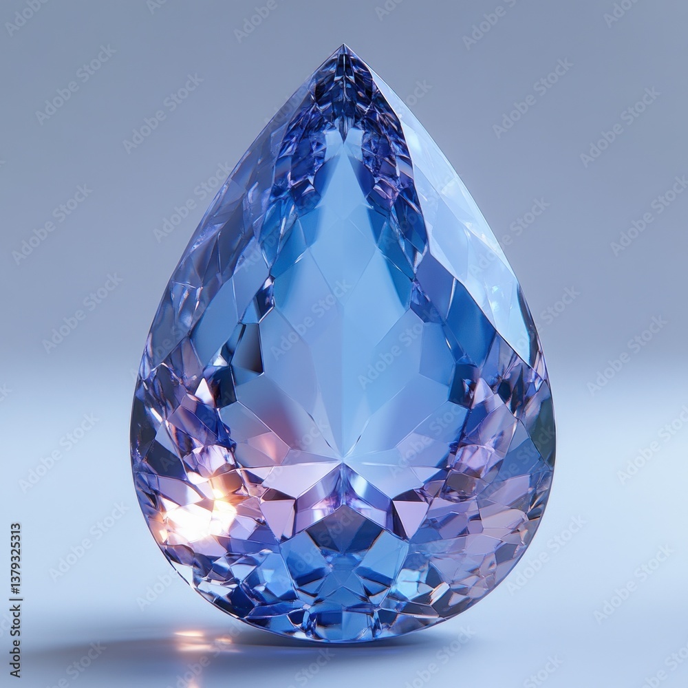 Sapphire Gemstone Hyper Realistic Render with Reflective Facets Sapphire Gemstone Hyper Realistic Render with Reflective Facets