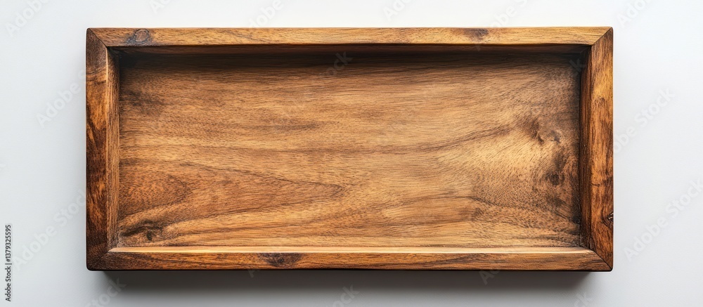 Obraz premium Wooden tray on white background