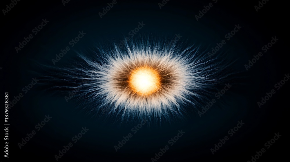 Fototapeta premium Abstract representation of energy emanating from a central point, with dynamic light effects