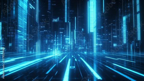 astarte.ai: Digital Light Beams – Futuristic Blue Data Network Background