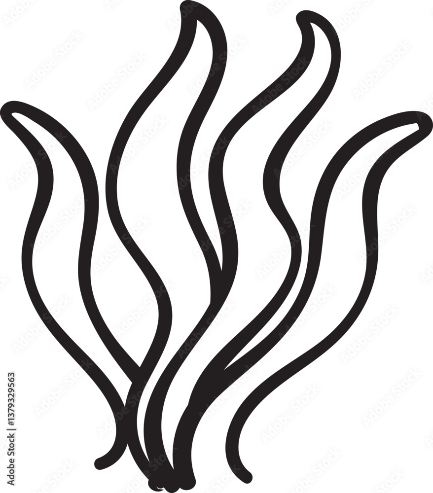 Obraz premium Cute Seaweed Cartoon Doodle Outline