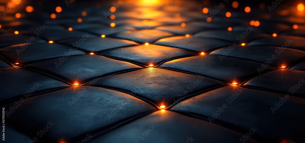 Naklejka premium Luxury Black Diamond Pattern with Subtle Golden Accents and Leather Texture