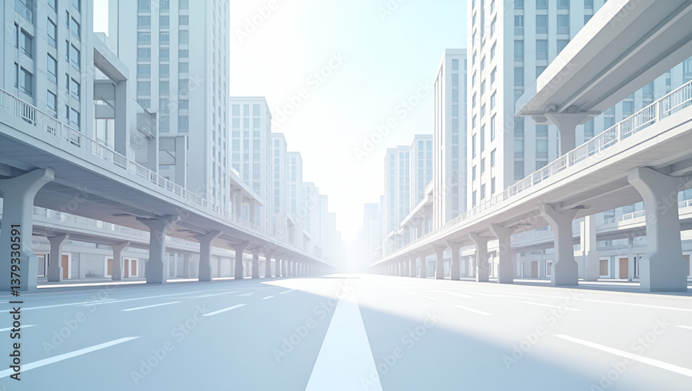 Fototapeta premium 3D Minimalist Wallpaper: Intelligent Traffic Control Systems with Sensor Networks & Urban Mobility Solutions - Sleek Design for Modern Infrastructure