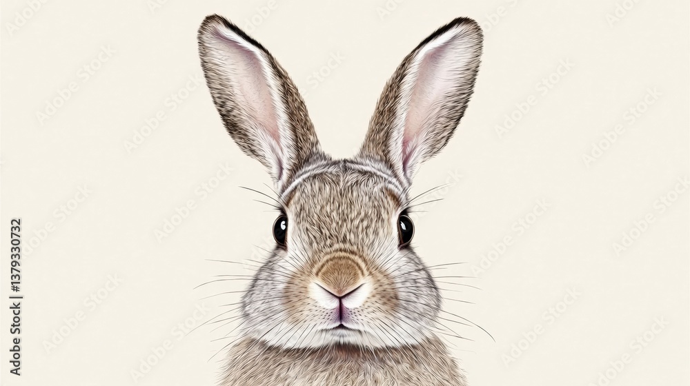 Fototapeta premium Easter bunny face chaos a whimsical portrait in high-quality ar gigapixel style