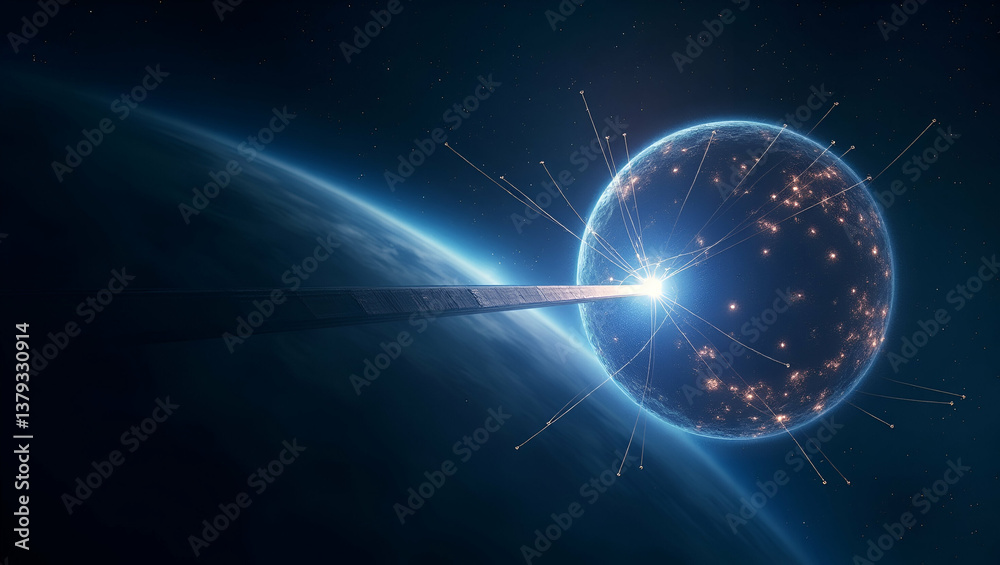 Obraz premium Elegant Space Station Wallpaper: Advanced Orbital Experiments & Microgravity Research Design with Extensive Negative Space for Next-Gen Cosmic Discovery