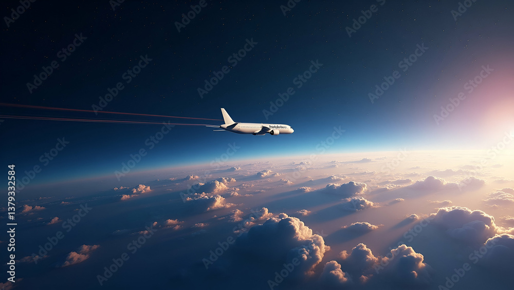 Fototapeta premium Explore minimalist wallpaper designs with abstract high-altitude visuals and dynamic motifs, perfect for showcasing aerospace innovation.