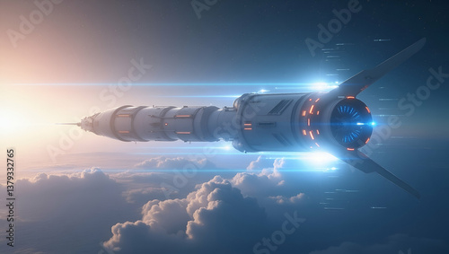 Wallpaper Mural Sleek Nuclear Propulsion Wallpaper Design: Innovative Reactor, Advanced Fuel Optimization, Transformative Efficiency, Digital Astronautics, Photo Stock Concept with Negative Space Torontodigital.ca